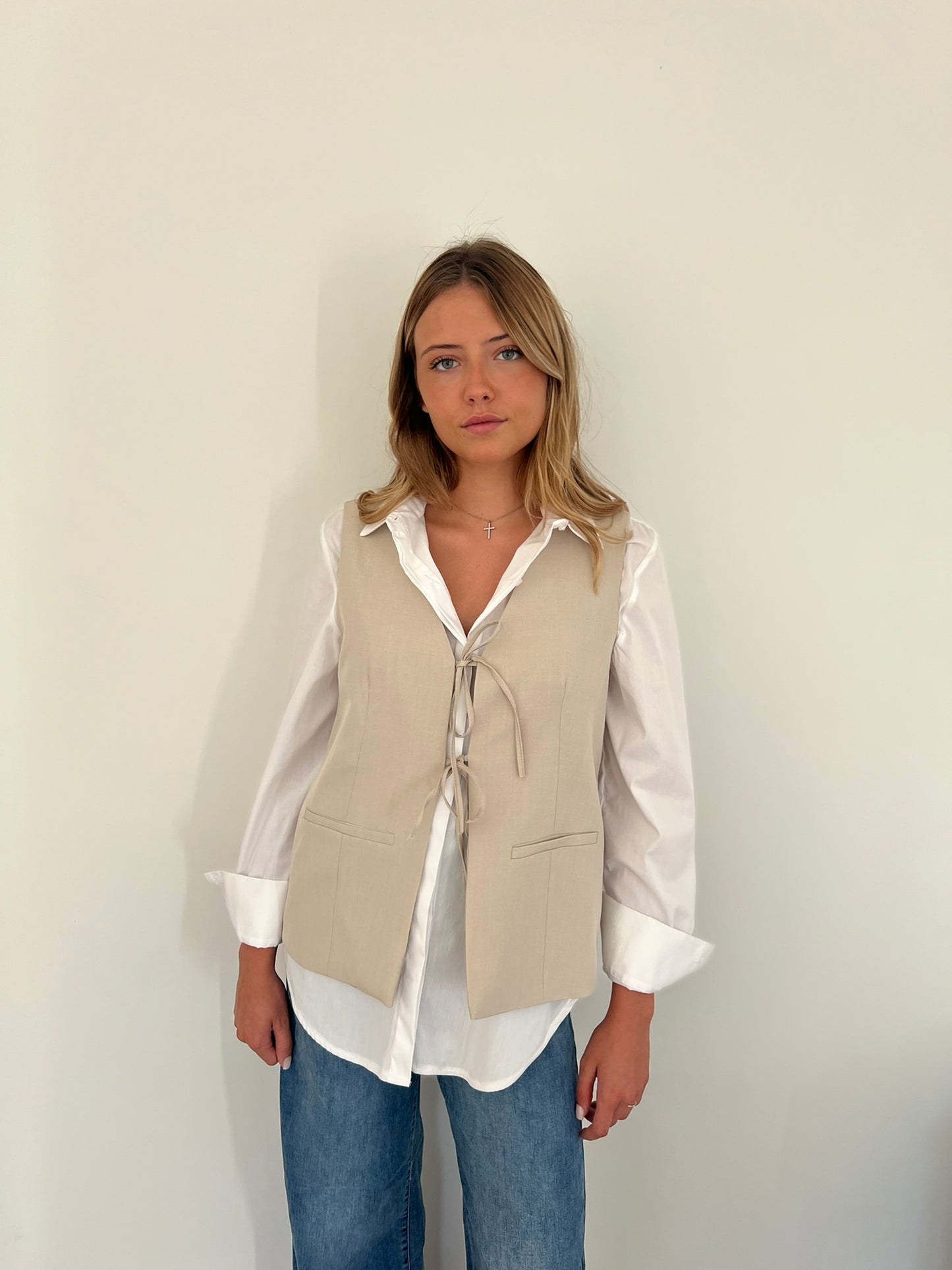 Gilet sans manches beige
