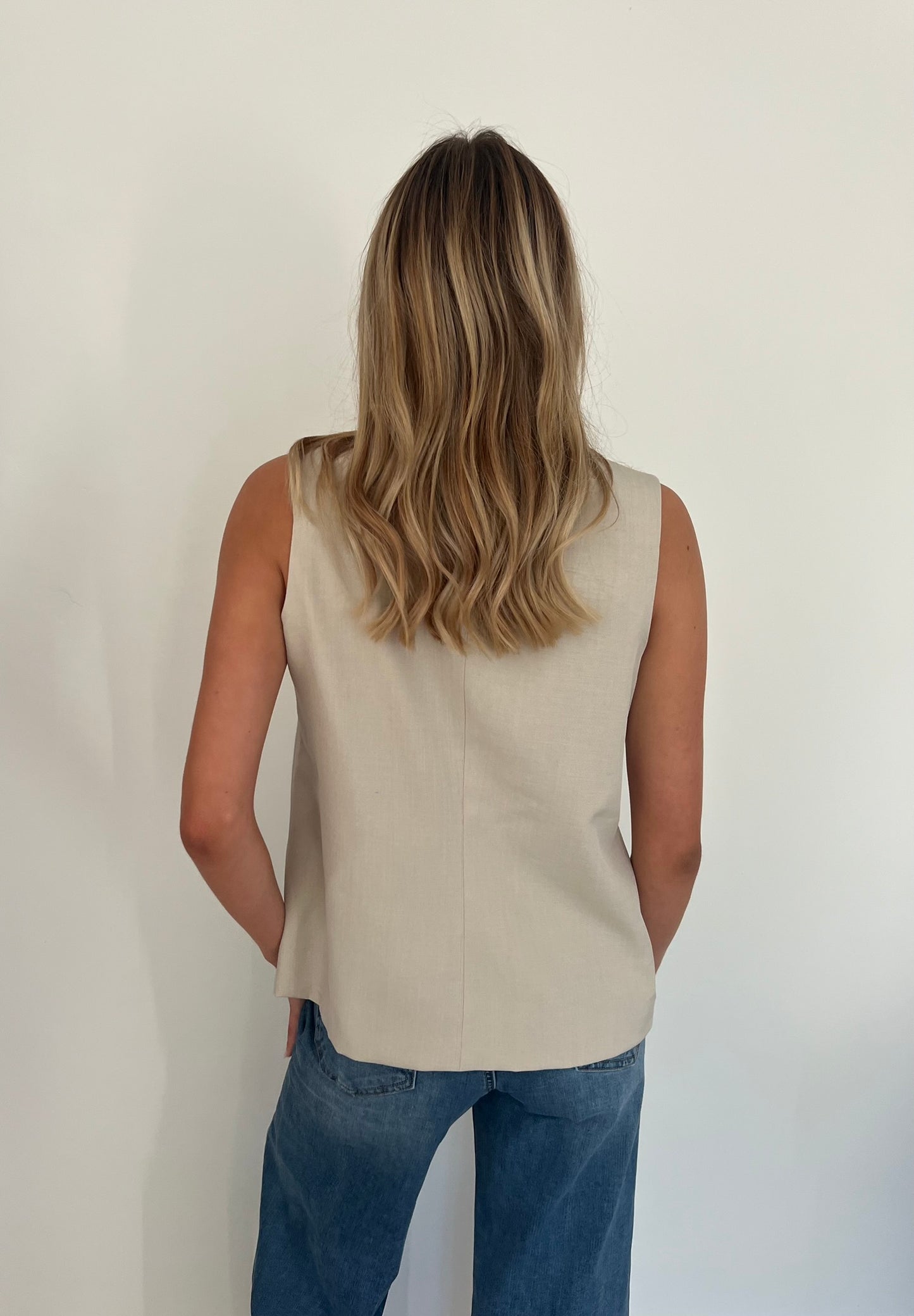 Gilet sans manches beige