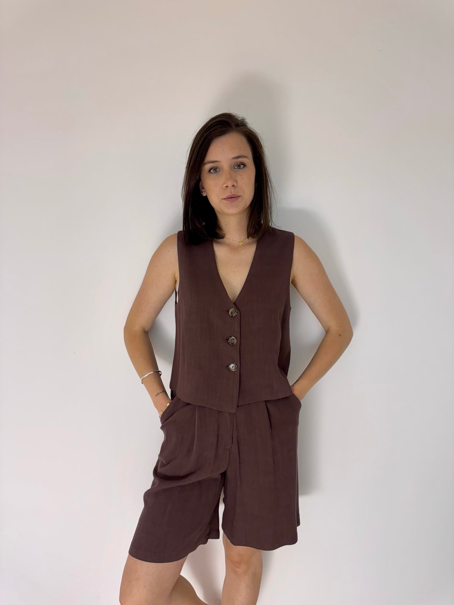 Gilet sans manches marron